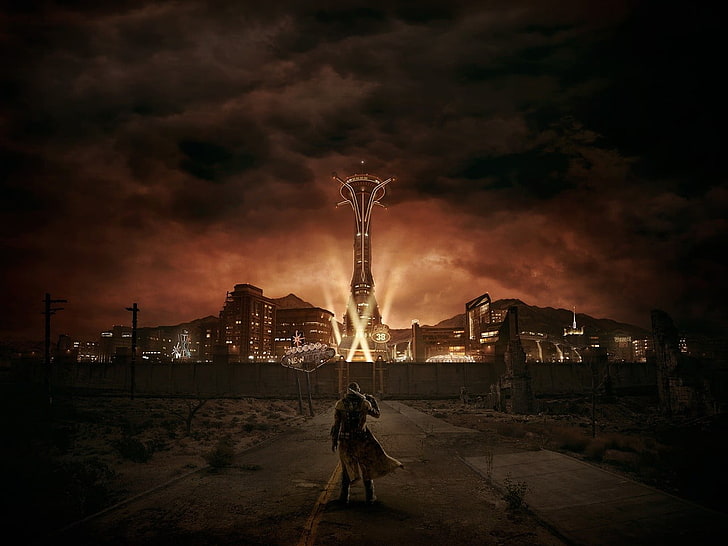 landscape photography of city, Fallout: New Vegas, architecture, HD wallpaper