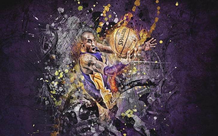 Kobe Bryant Art, lakers, basketball player, background, HD wallpaper