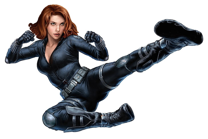 Marvel Cinematic Universe, Black Widow, simple background, women, HD wallpaper