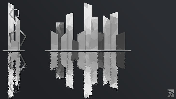 Mirror's Edge, reflection, geometry, city, abstract, white, HD wallpaper