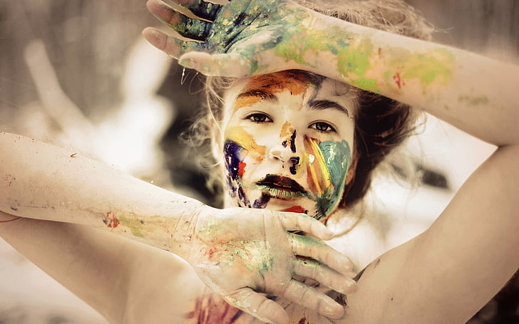 woman with face paint, women, body paint, creativity, one person