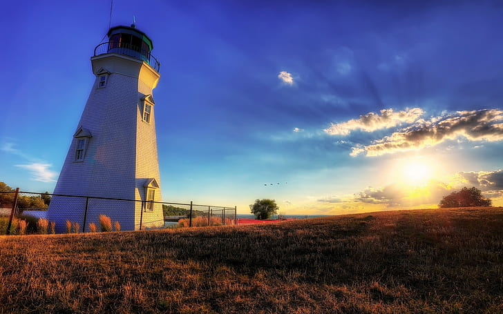photography, nature, landscape, lighthouse, HDR, HD wallpaper