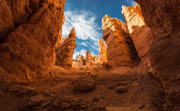 Navajo Loop trail, Bryce Canyon, Utah, rock formation digital wallpaper, HD wallpaper