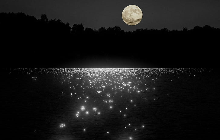 moonlight, night, water