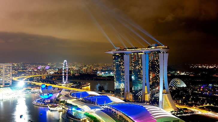 cityscape, metropolitan area, marina bay, singapore, water, HD wallpaper