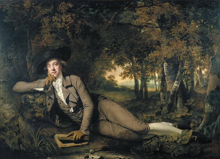 Joseph Wright, classic art, one person, full length, sitting