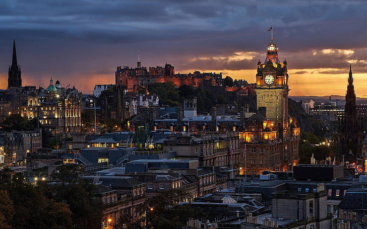 city buildings, Edinburgh, Scotland, architecture, Gothic architecture