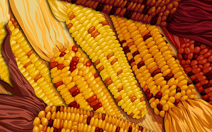 Thanksgiving Harvest, fall, corn, autumn, 3d and abstract