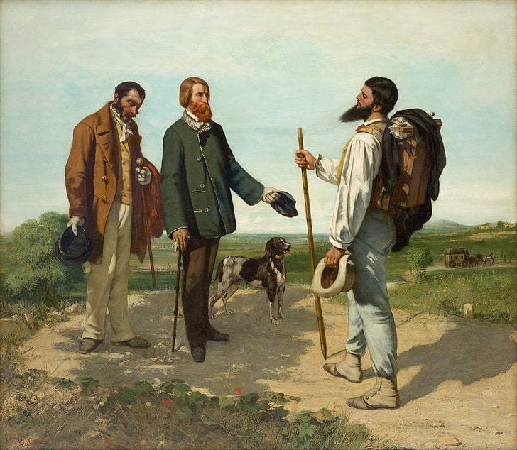 Gustave Courbet, classic art, mammal, full length, men, one animal