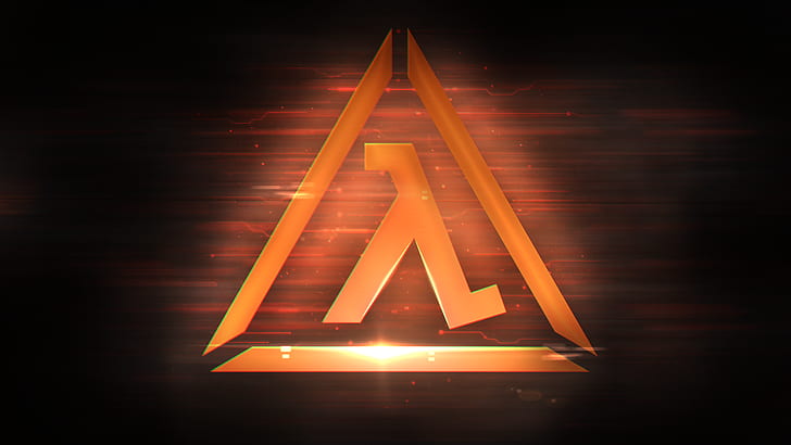video games, Half-Life, Half-Life 2, lambda, logo, orange, dark