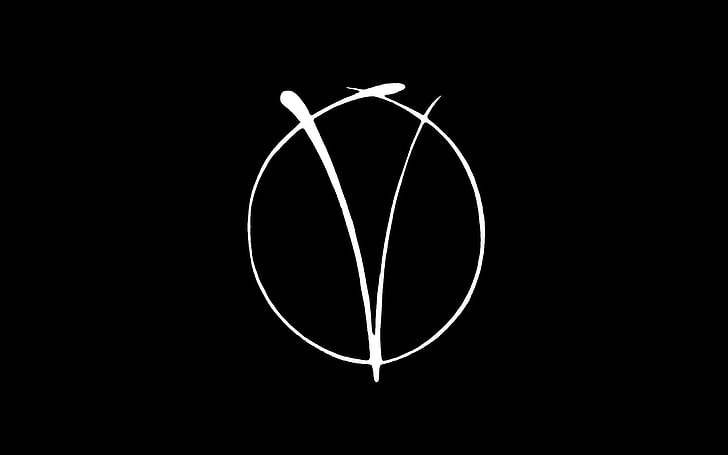 V for Vendetta, minimalism, black, white, logo, movies, black background