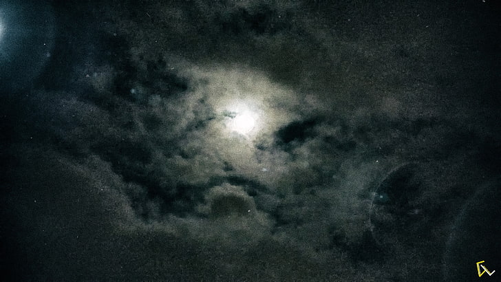 white clouds, Moon, night, sky, cloud - sky, astronomy, space