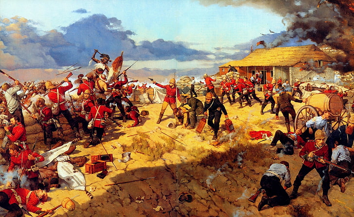 classical art painting, Battle, the battle, when, Anglo-Zulu war, HD wallpaper