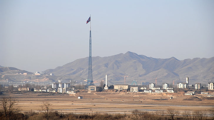 architecture, building, DPRK, North Korea, mountain, sky, mountain range