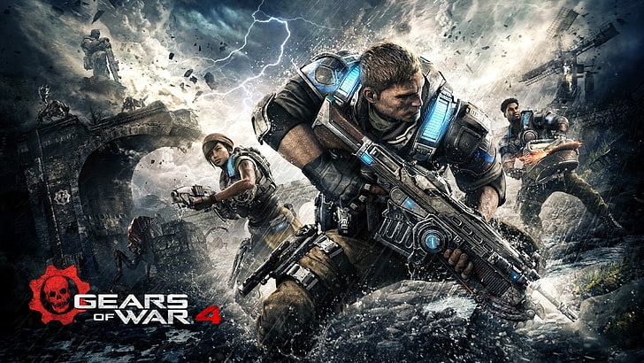 Gears of War 4 wallpaper, Xbox One, video games, men, communication, HD wallpaper