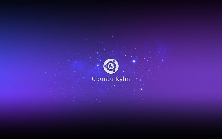 white and purple Ubuntu Kylin logo, communication, blue, text