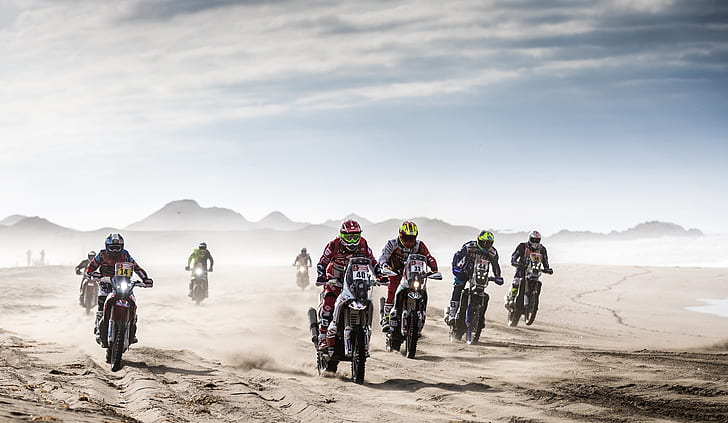 vehicle, motorcycle, desert, Rally, racing, Dakar race, Dakar Rally, HD wallpaper