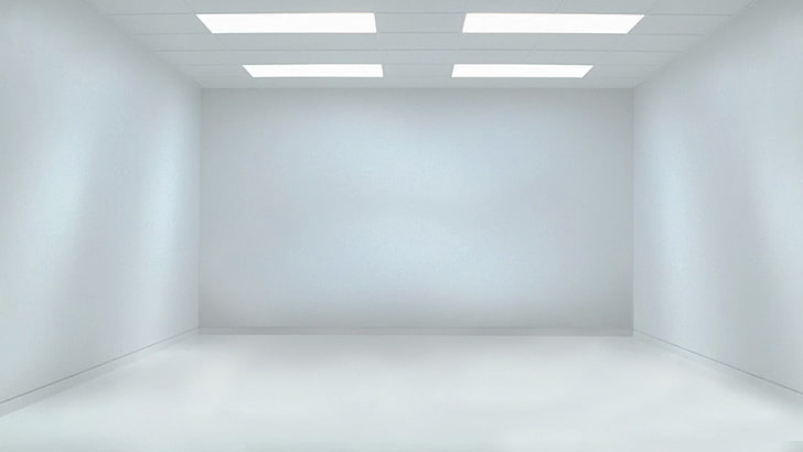 white wooden 2-layer shelf, room, minimalism, empty, indoors
