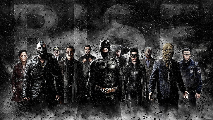 Batman: The Dark Knight Rises, Batman Rise poster, police, rain, HD wallpaper