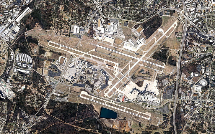 airport, runway, city, aerial view, Nashville, Nashville International Airport