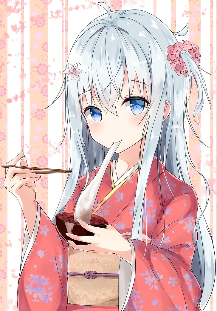 gray-haired female character wearing kimono, Hibiki(Kancolle)