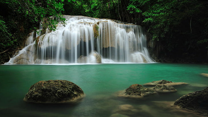 peace, peaceful, waterfall, nature, long exposure