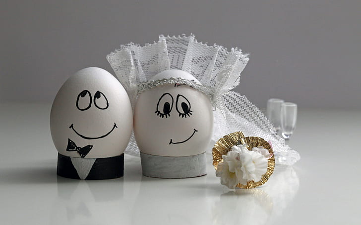 Egg Couple, bride, groom, funny, eggs
