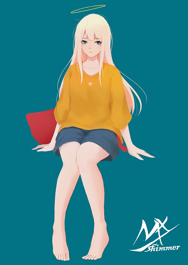 anime girls, digital, simple background, original characters, HD wallpaper