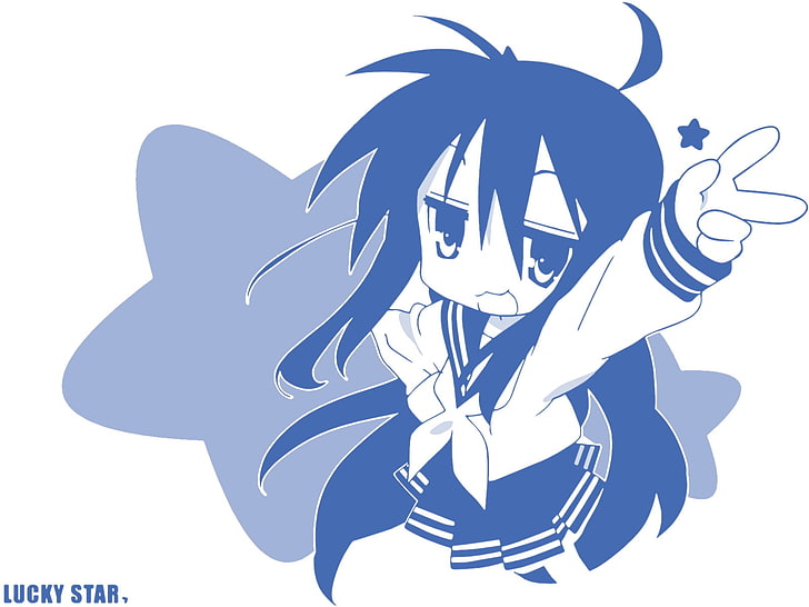 anime, anime girls, Lucky Star, white background, people, emotion, HD wallpaper