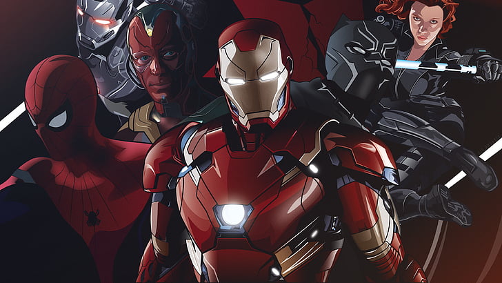 HD wallpaper: Team Iron Man, Civil War, Spider-Man, War Machine, Vision, Black  Panther | Wallpaper Flare
