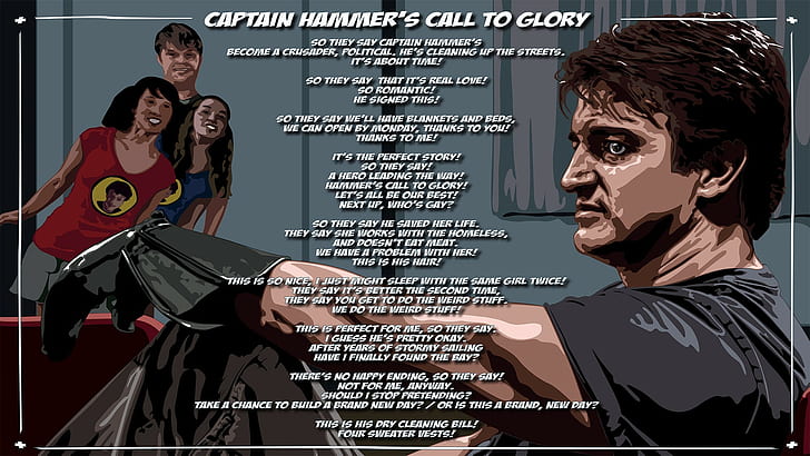 Dr. Horrible's Sing Along Blog, Nathan Fillion, lyrics, Captain Hammer, HD wallpaper