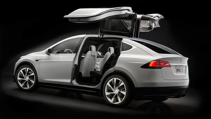 Tesla model x, white, electric cars, suv, 2016