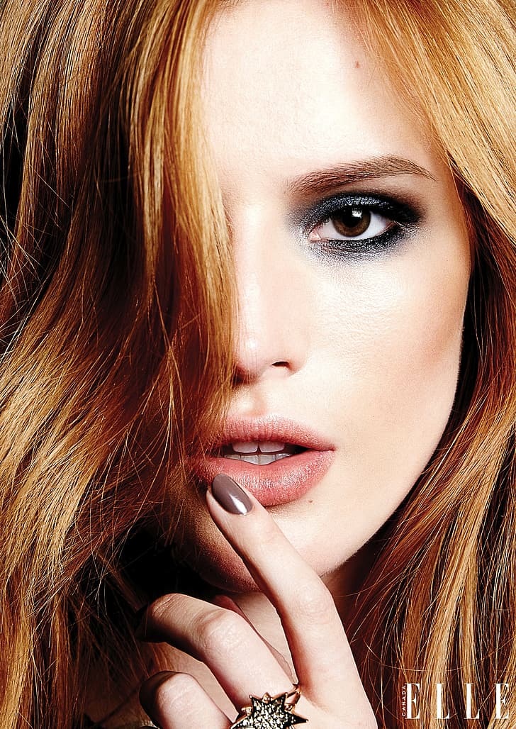 Bella Thorne, women, actress, long hair, face, closeup, redhead, HD wallpaper