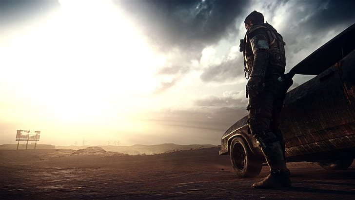 Mad Max, Mad Max (game), video games, sky, transportation, one person, HD wallpaper