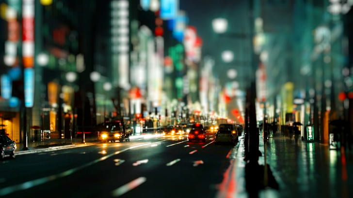 car, city, lamp, night, street