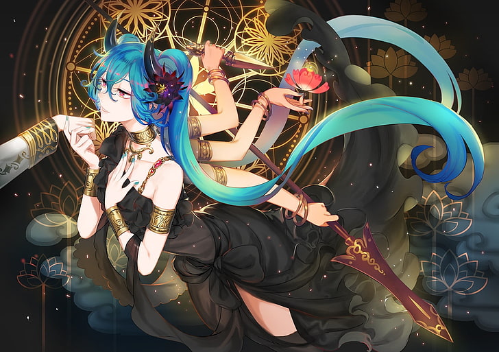 blue haired female anime character, anime girls, Vocaloid, Hatsune Miku