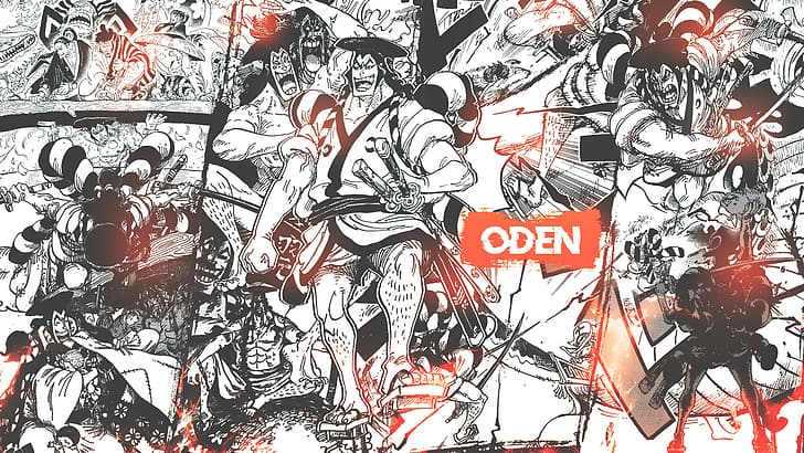 collage, manga, One Piece, Kozuki Oden