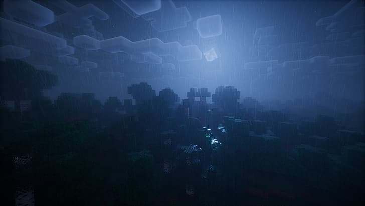 Minecraft, Shader, shaders, rain, midnight, Night and Dawn, HD wallpaper