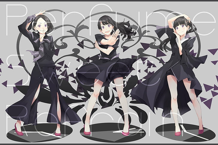 a chan, black, dress, eyes, hair, kashiyuka, nocchi, perfume, HD wallpaper