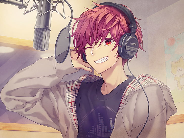 HD wallpaper: red-haired male anime character with headphones wallpaper,  music | Wallpaper Flare