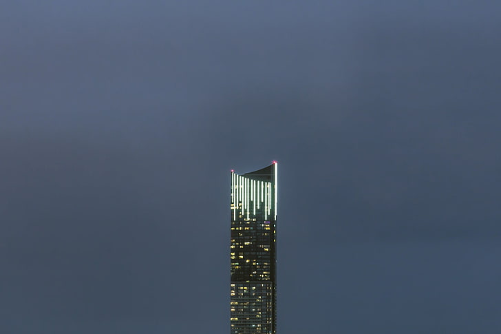 black skyscraper building, minimalism, built structure, building exterior