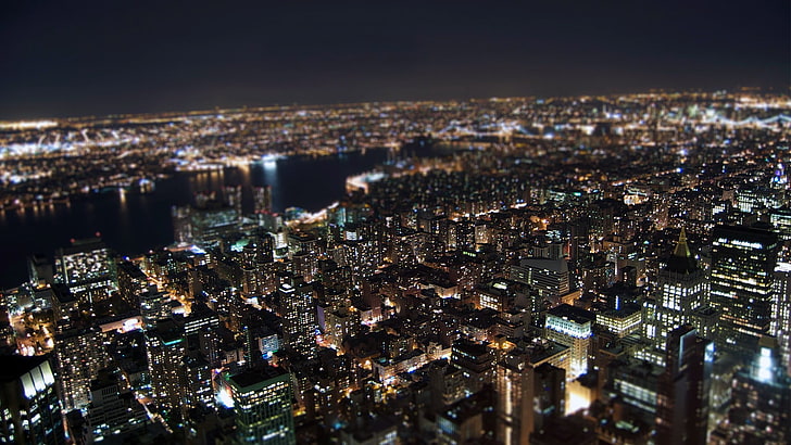 black concrete building, cityscape, aerial view, New York City, HD wallpaper