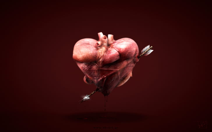 Heart Arrow Blood Realistic HD, love/hate, HD wallpaper