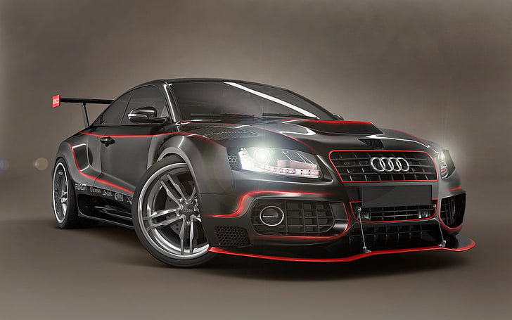 black Audi sports car, simple background, land Vehicle, modern, HD wallpaper