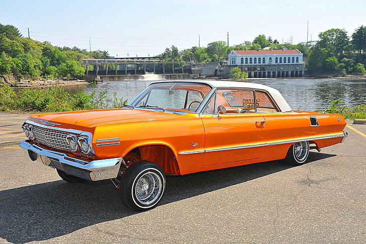 1963, auto, automobile, car, chevrolet, custom, impala, lowrider, HD wallpaper