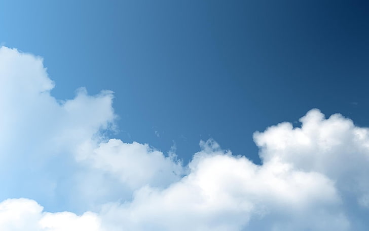 white clouds digital wallpaper, sky, nature, blue, cloud - sky