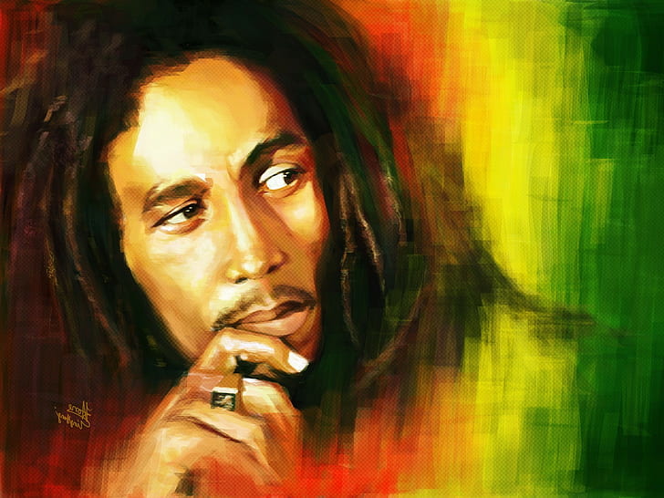 music bob marley reggae artwork, portrait, one person, headshot, HD wallpaper