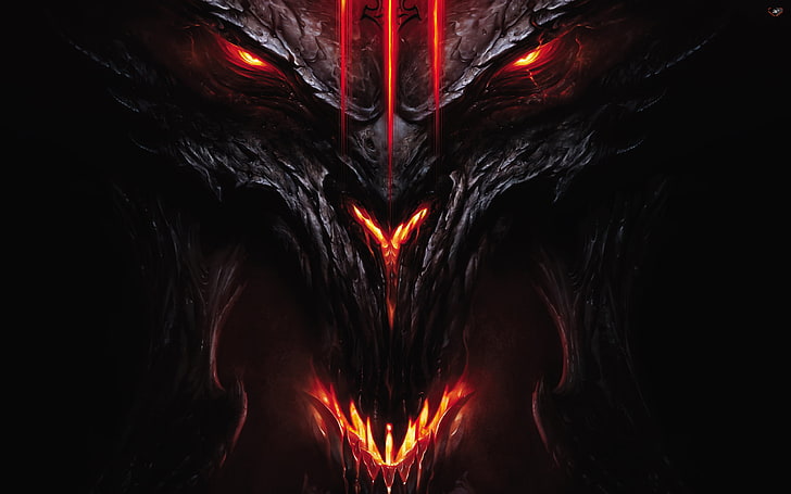 Diablo III wallpaper, demon, Devil, Diablo 3, face and head, abstract, HD wallpaper