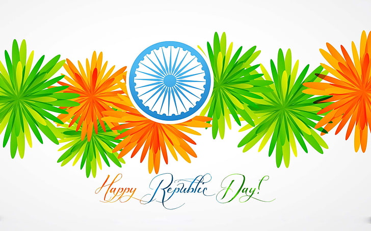 Colourful Republic Day Flowers, Happy Republic Day graphic artwork, HD wallpaper