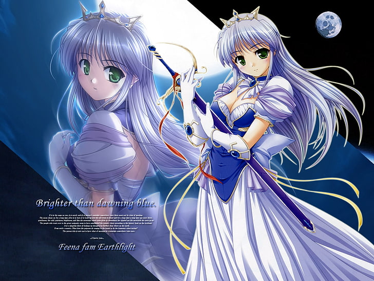 blue-haired female anime character wallpaper, feena fam earthlight